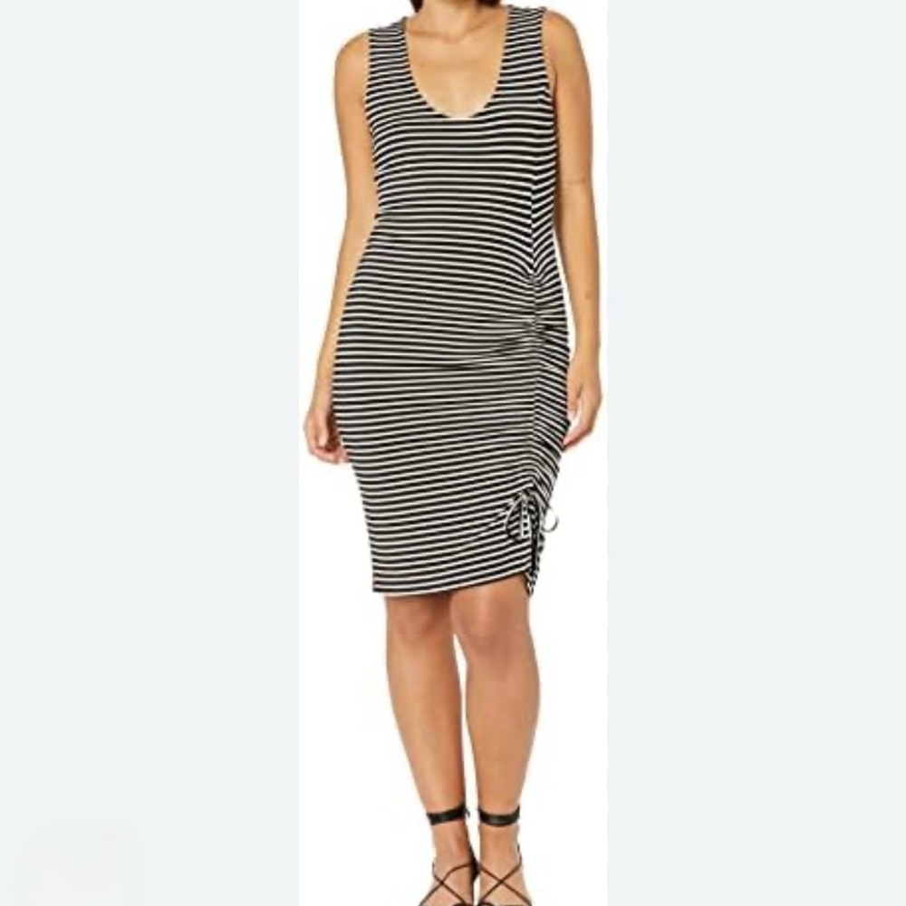 BB Dakota Leaving Port Striped Jersey Tank  Dress Cinched Side Sz L NWT